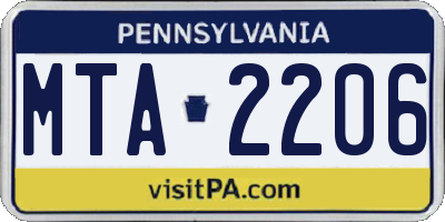 PA license plate MTA2206