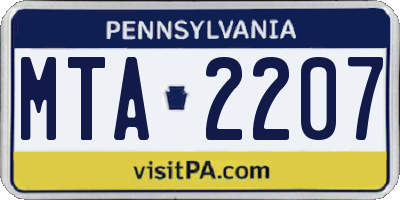 PA license plate MTA2207