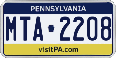 PA license plate MTA2208
