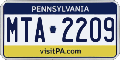 PA license plate MTA2209