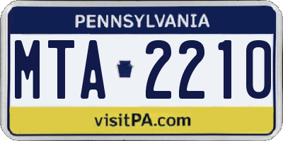 PA license plate MTA2210