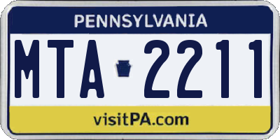 PA license plate MTA2211