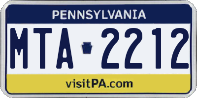 PA license plate MTA2212