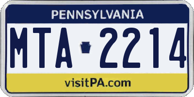 PA license plate MTA2214