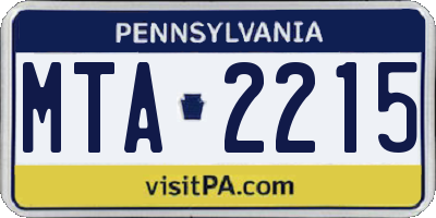 PA license plate MTA2215