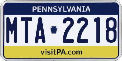 PA license plate MTA2218