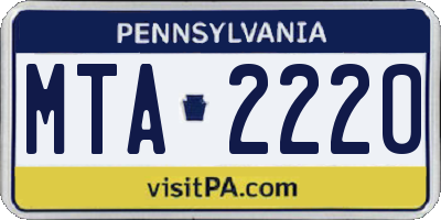 PA license plate MTA2220