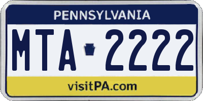 PA license plate MTA2222