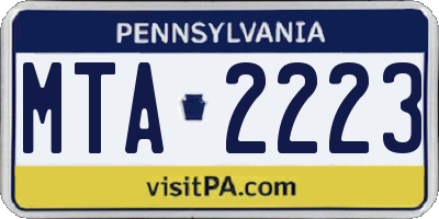 PA license plate MTA2223