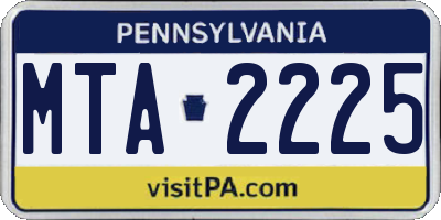 PA license plate MTA2225