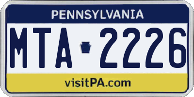 PA license plate MTA2226