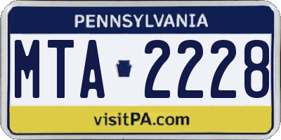 PA license plate MTA2228