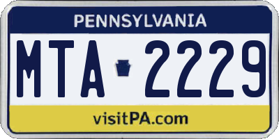 PA license plate MTA2229