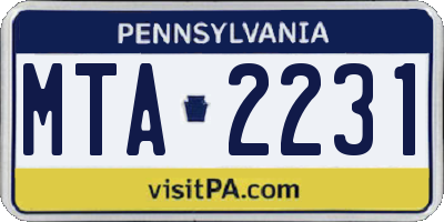 PA license plate MTA2231