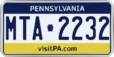 PA license plate MTA2232