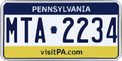 PA license plate MTA2234