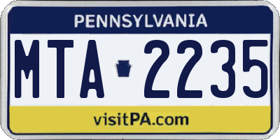 PA license plate MTA2235