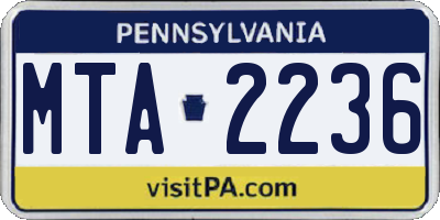 PA license plate MTA2236