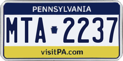 PA license plate MTA2237