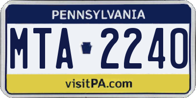 PA license plate MTA2240