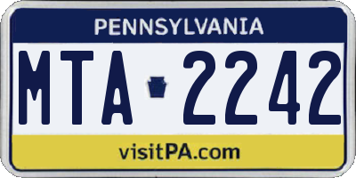 PA license plate MTA2242