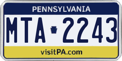 PA license plate MTA2243