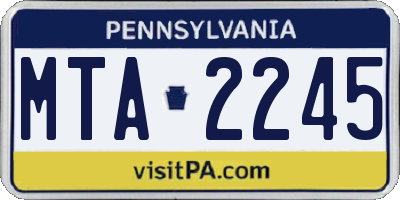 PA license plate MTA2245