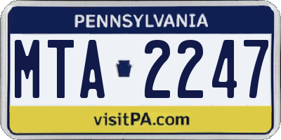 PA license plate MTA2247
