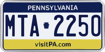 PA license plate MTA2250