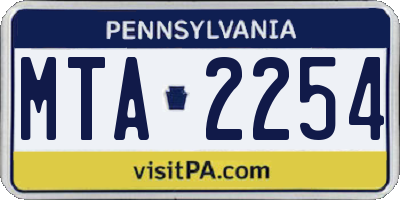 PA license plate MTA2254