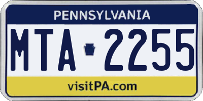PA license plate MTA2255