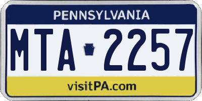 PA license plate MTA2257