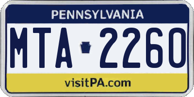 PA license plate MTA2260
