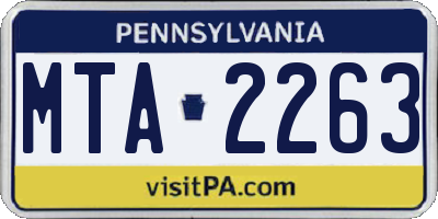 PA license plate MTA2263