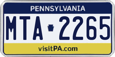 PA license plate MTA2265