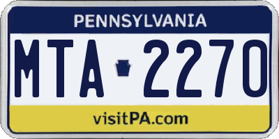 PA license plate MTA2270