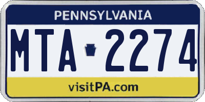 PA license plate MTA2274