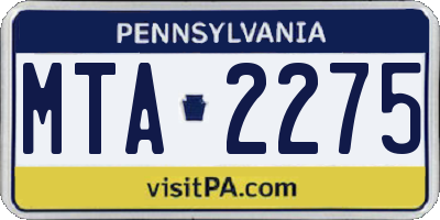 PA license plate MTA2275
