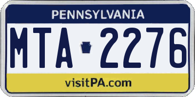 PA license plate MTA2276