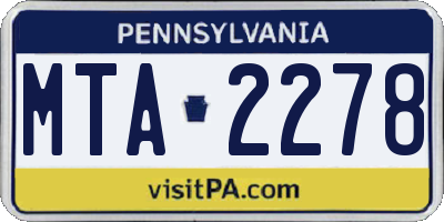 PA license plate MTA2278