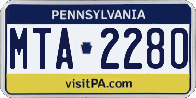 PA license plate MTA2280