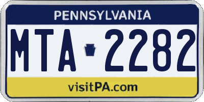 PA license plate MTA2282