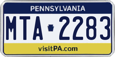 PA license plate MTA2283