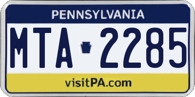 PA license plate MTA2285