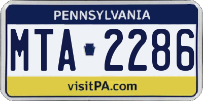 PA license plate MTA2286
