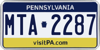 PA license plate MTA2287