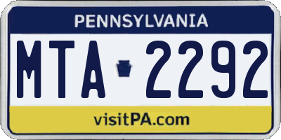PA license plate MTA2292