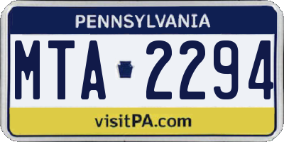 PA license plate MTA2294