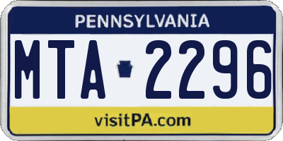 PA license plate MTA2296