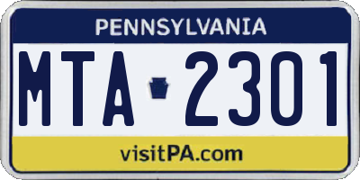 PA license plate MTA2301